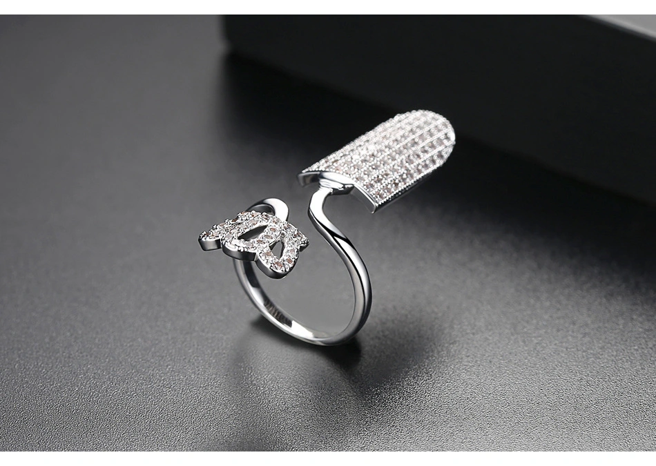 Cubic Zircon Gold Plating Ring Fashion Jewelry Fingernail Ring