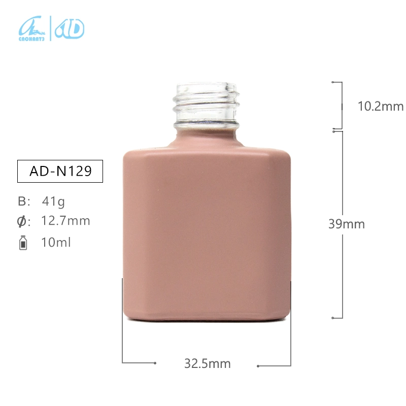 10ml Transparent Glass Square Nail Polish Bottle with White Brush Lid for Nail Polish