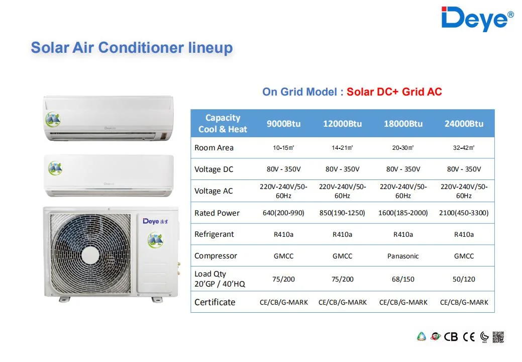 24000BTU Solar Air Conditioner System with Air Conditioner Portable Air Conditioner 9000BTU 12000BTU 18000BTU