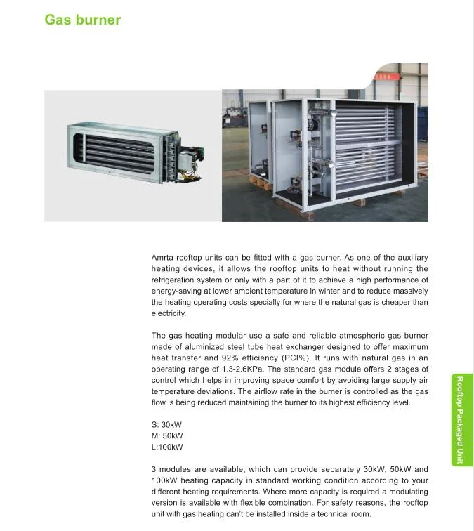 Rooftop Packaged Dx Air Cooled Chiller with Gas Burner