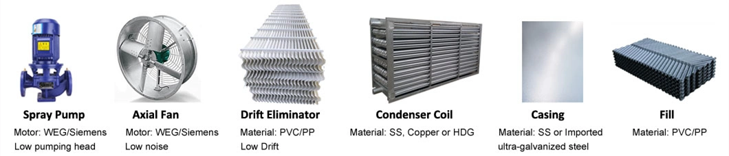 Cold Chain Refrigeration Coil Type Ammonia Evaporative Condenser for Cold Room Refrigeration Compressor System