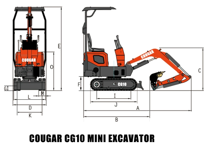 China Cougar 0.6 Ton 0.8 Ton 1 Ton 1.5 Ton 1.7 Ton 2 Ton 2.5 3 Ton 5 Ton Small Rubber Track Mini Excavator for Sale