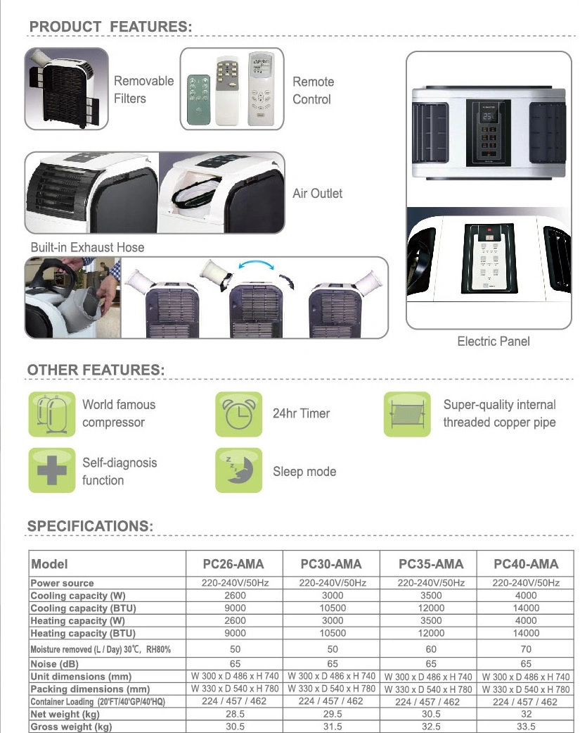 9000BTU Portable Air Conditioner Cooler