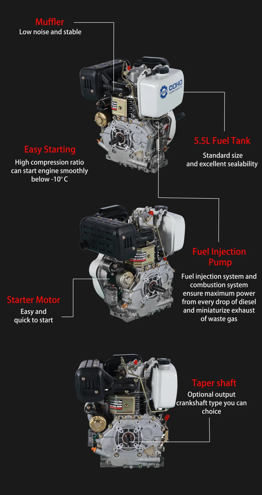 192fb Air-Cooled Single Cylinder Diesel Engine 13HP Air-Cooled Diesel Engine