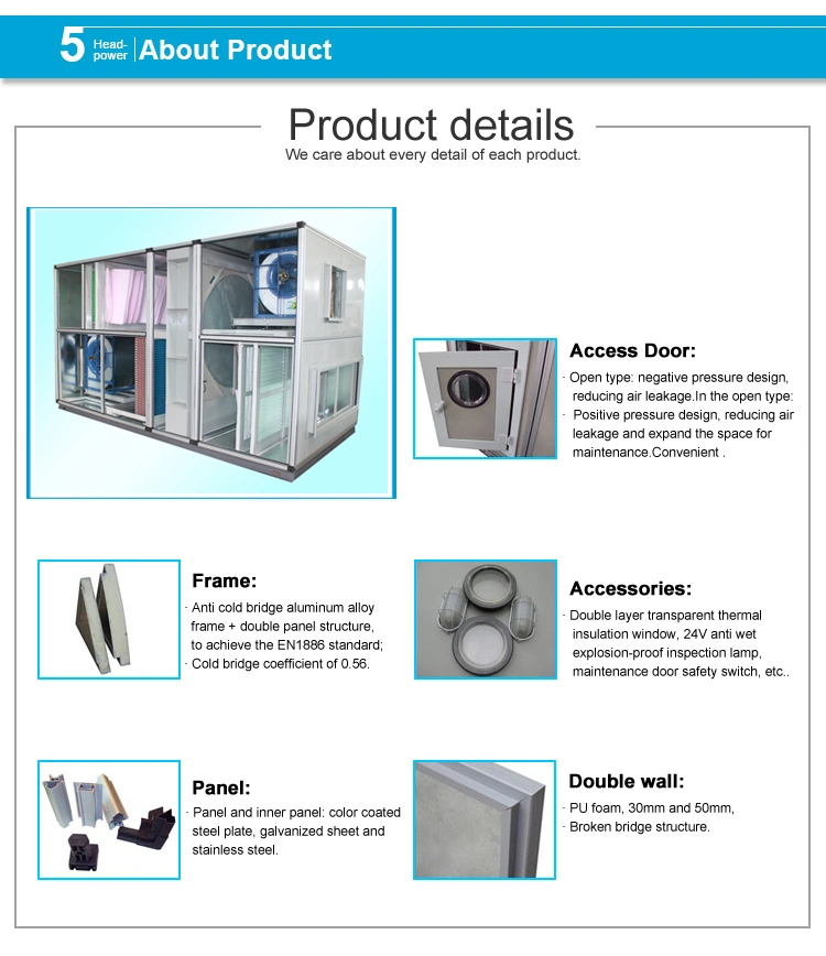 Clean Type Air Conditioning Wheel Heat Recovery Heat Exchanger Fresh Air Handling Unit