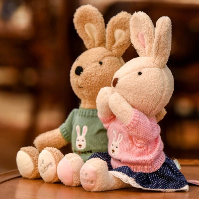 30-60cm Soft Stuffed Plush Baby Toy Lovely Sitting Rabbit with Bow and Clothes