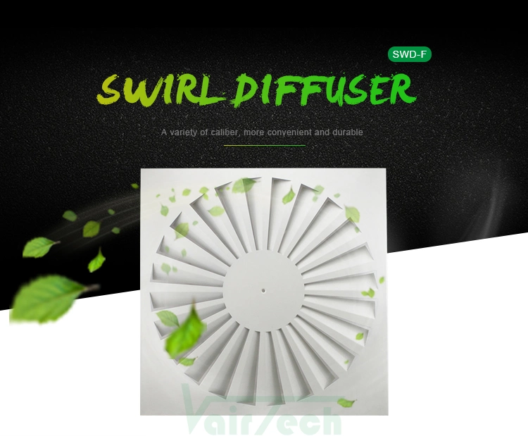 Steel Square Swirl Ceiling Air Diffusers with 38 Degree Fixed Blades