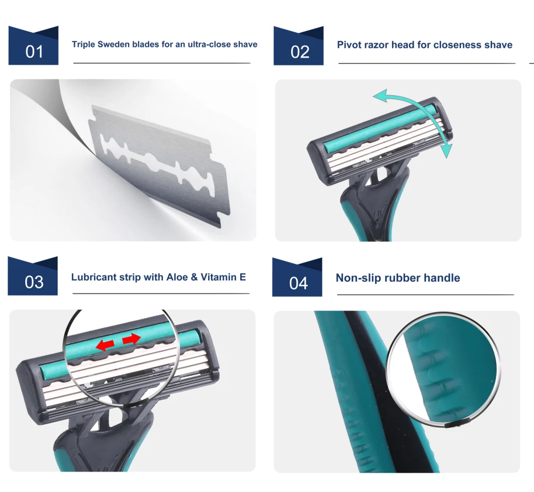 Triple Blade Razors / Safety Razor Manufacturers / Disposable Shaving Triple Blade Razor