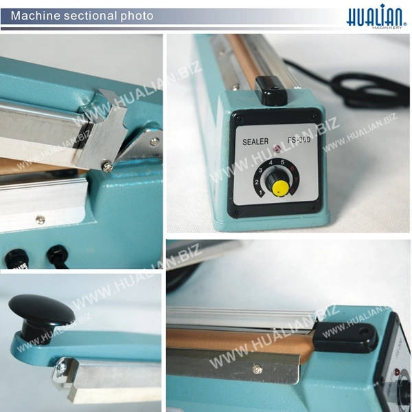 Fs-300c Hualian Packing Food Sugar Blade Side Cutter Plastic Bag Impulse Hand Sealer Sealing Machine