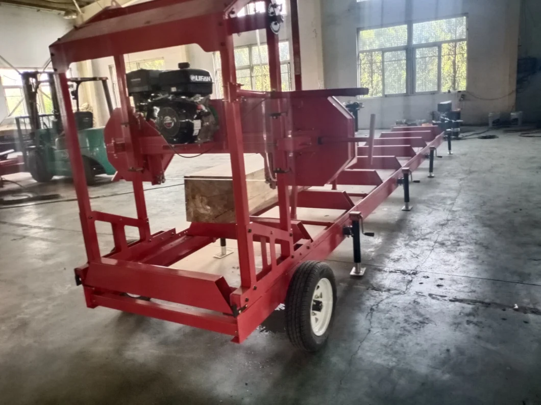 Versatile Portable Mobile Band Sawmill with Lifter Wheels Tow Bar Tail Lights