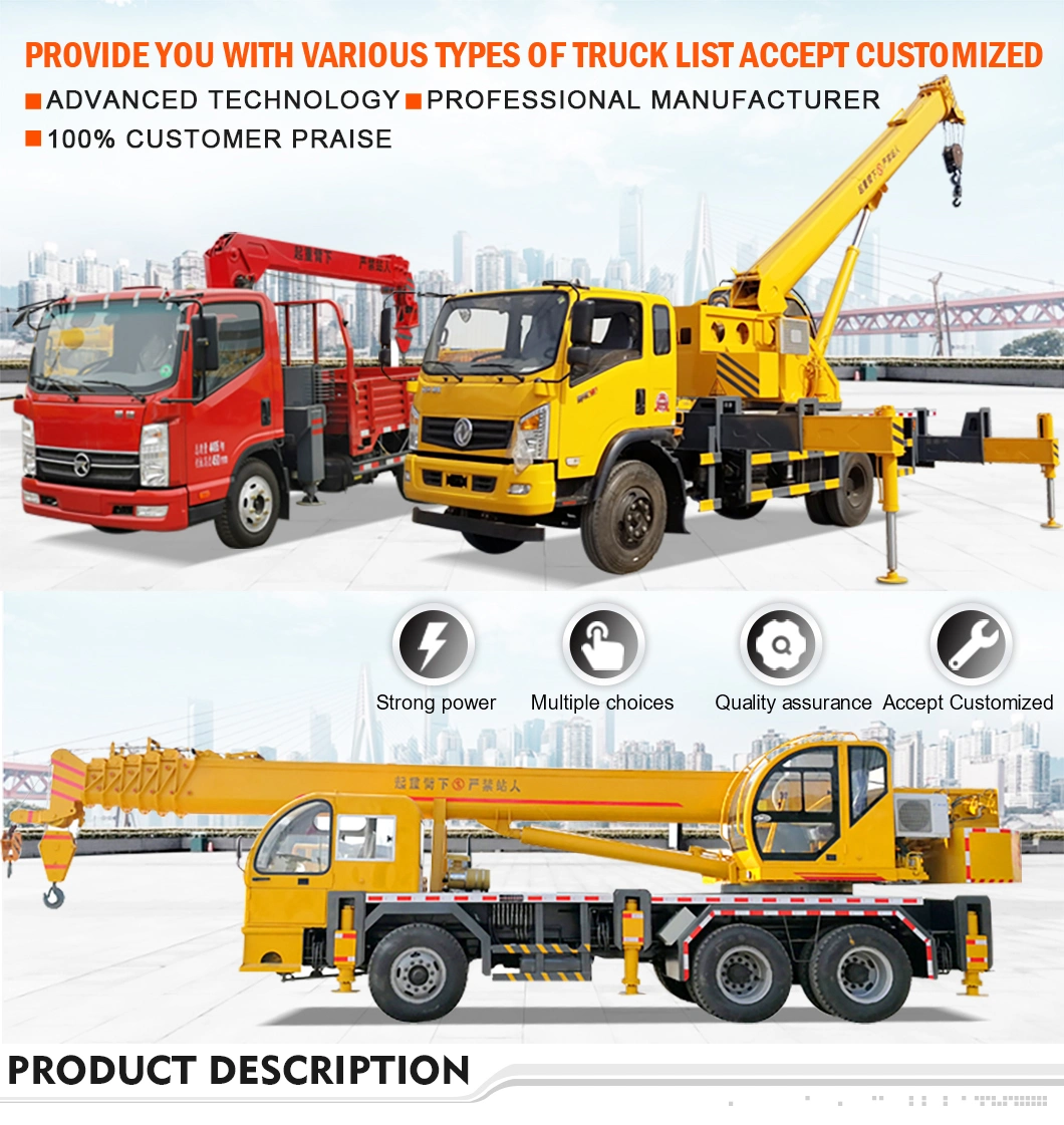 Lifting Equipment 5-25 Ton Truck Mounted Crane Hydra Crane Price List Manufacturer