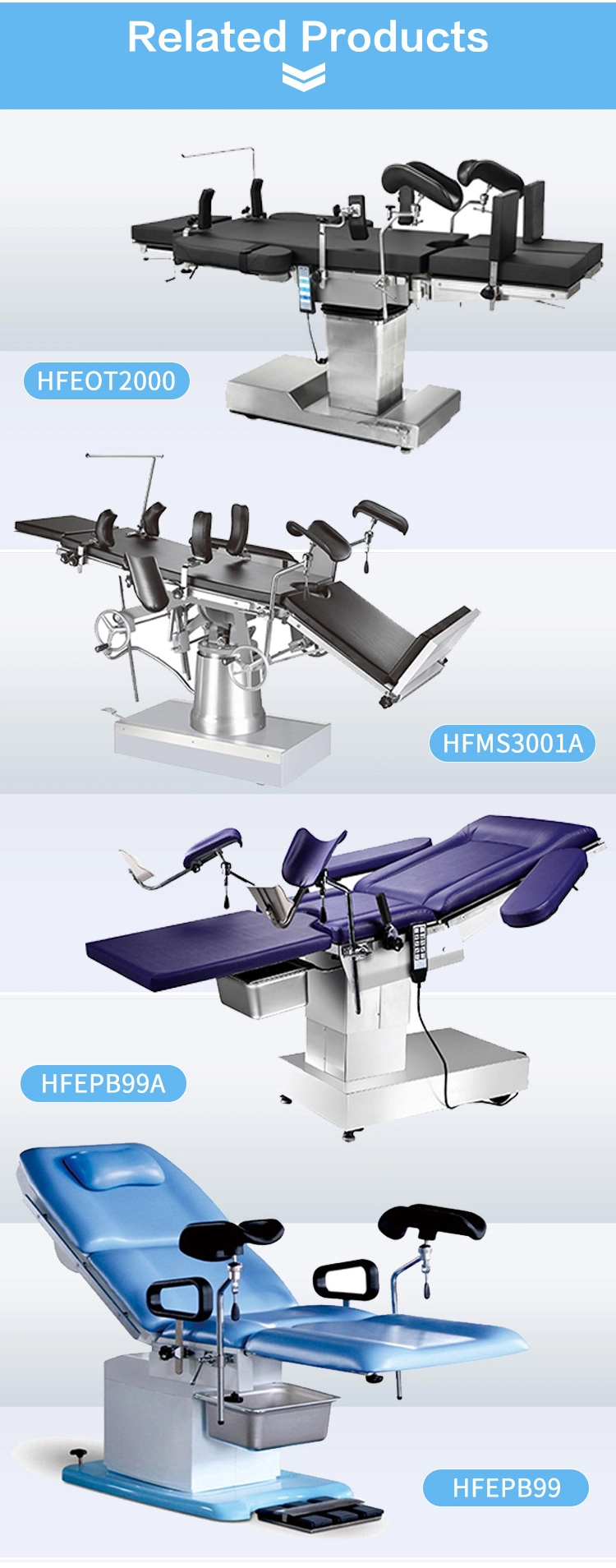 Factory Price Hospital Equipment List Hydraulic Instruments Operating Table (HFMH3008AB)