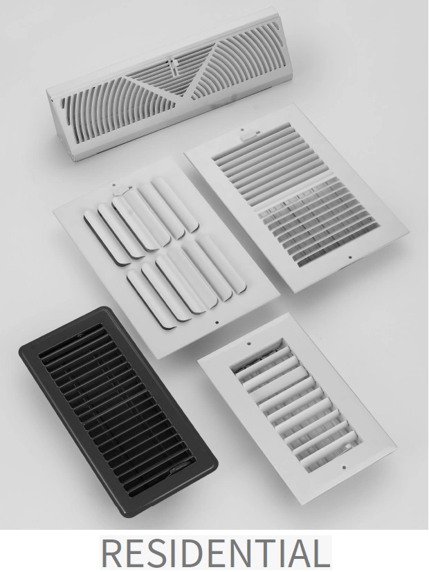 Residential Sidewall/Ceiling Grille, Steel Curved-Blade Register 2-Way, Diffuser, HVAC