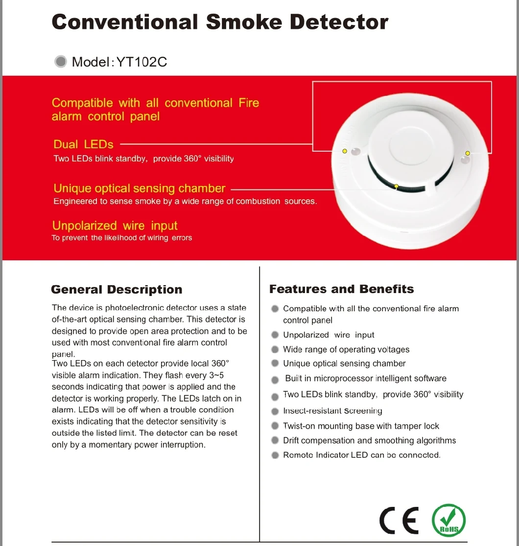 Conventional Smoke or Heat Detector in Conventional Fire Alarm System