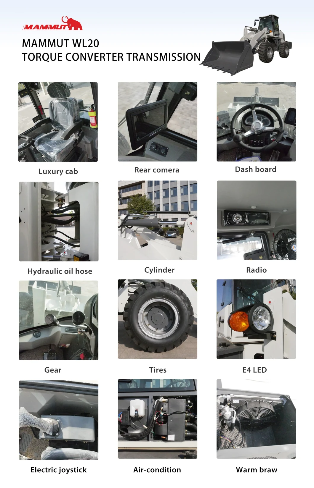 Heavy Construction Equipment 2 Ton Wheel Loader Price List