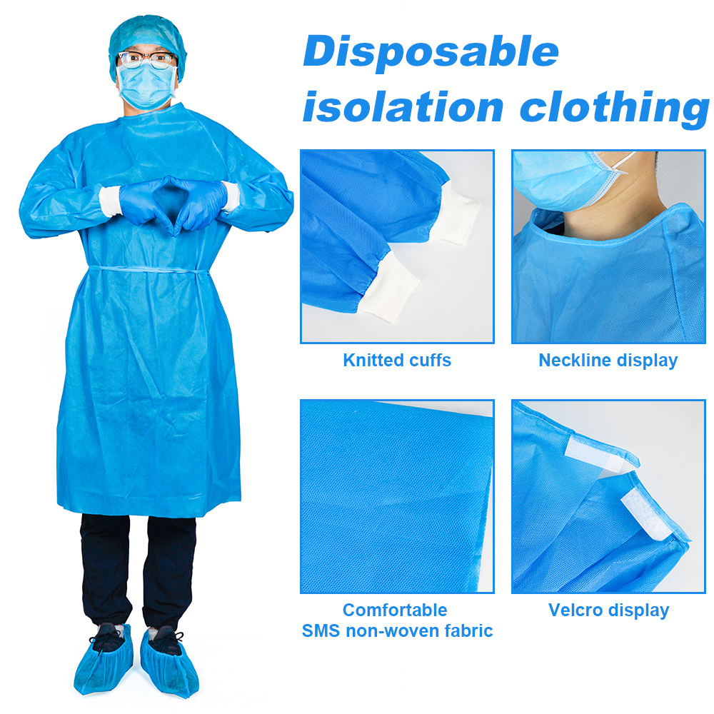 Disposable Medical Isolation Gown SMS Non Woven Isolation Gown Steril Disposable Surgical Gown Disposable Knitted Cuff