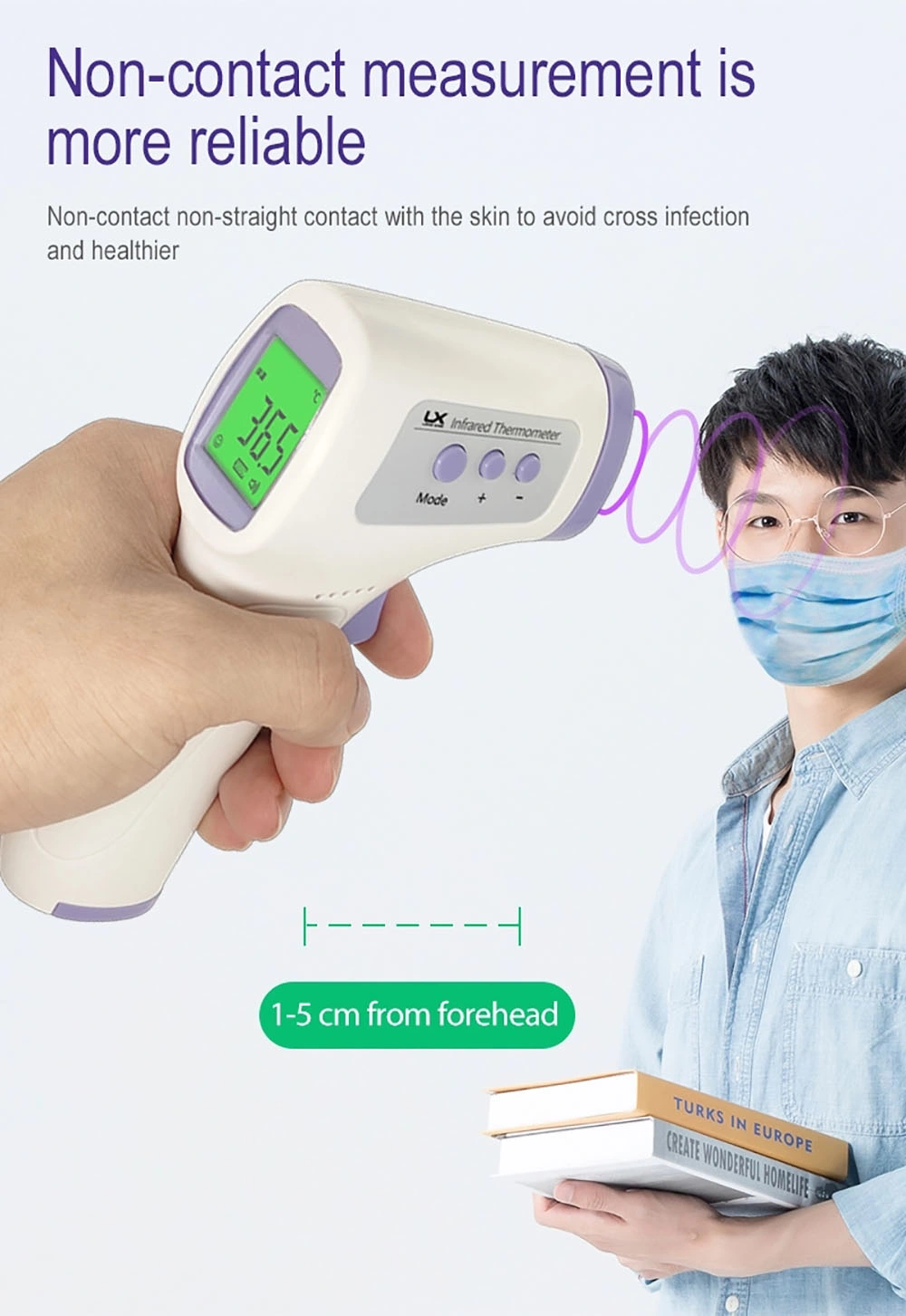 Smart Digital Baby Child Infant Adult Touchless Forehead Thermometer
