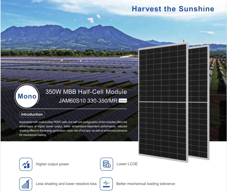 Long Duration Ja Mbb Half-Cell Module Solar Panel Jam60s10 330W 335W 340W 345W 350W
