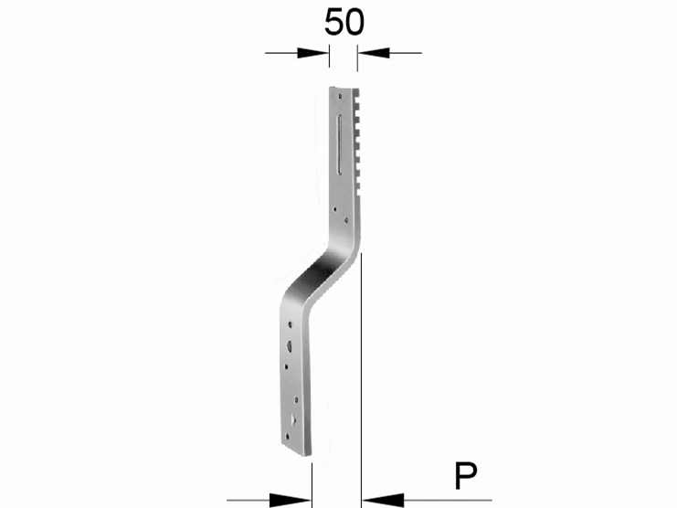 Vertical Arm for Torino Supports, Z Shaped (reverse) , Metalic Supports