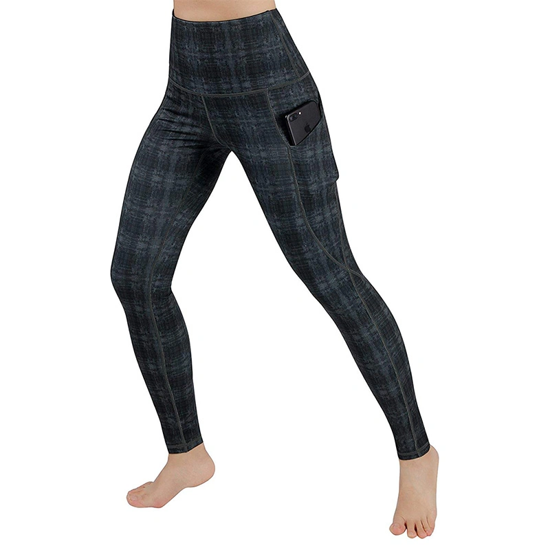 Women Without Cuffs Opaque Printing Abdomen Exercise Running Yoga Pants