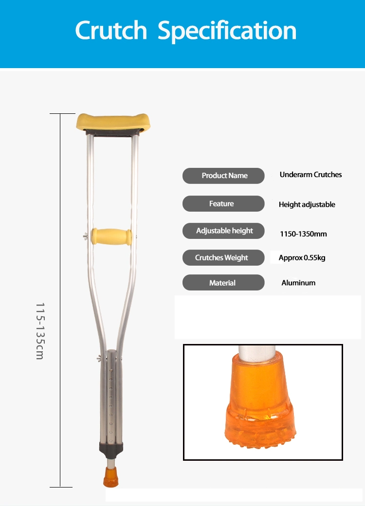 Adjustable Aluminum Lightweight Walking Stick High Quality Axillary Crutch