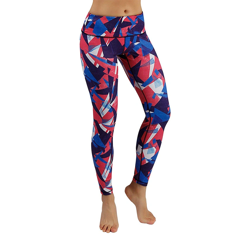 Women Without Cuffs Opaque Printing Abdomen Exercise Running Yoga Pants