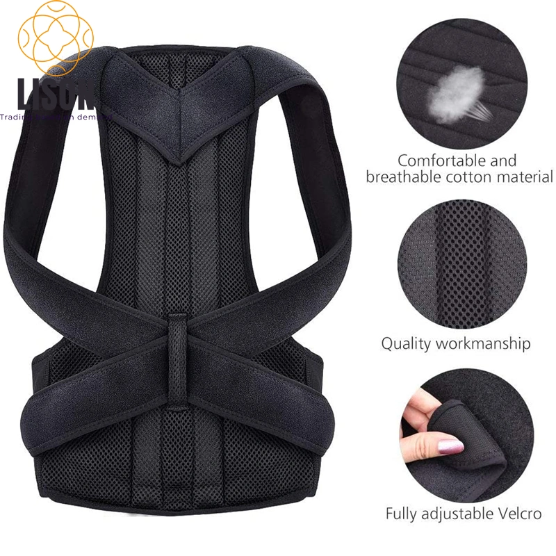 Unisex Adjustable Posture Corrector Back Support Shoulder Lumbar Brace Belt