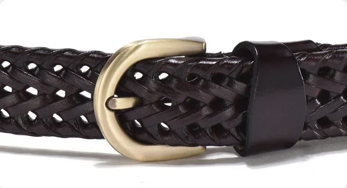 Fashion Hand-Woven Leather Belt Men's Retro Couple Belt Women's Breathable Belt