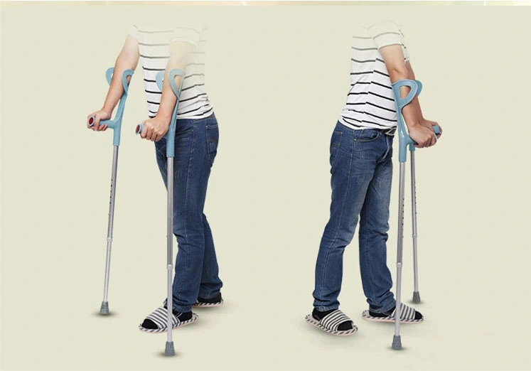 European Style Forearm Crutches Ergonomic Design Portable Assistance, Aluminum Alloy and Adjustable