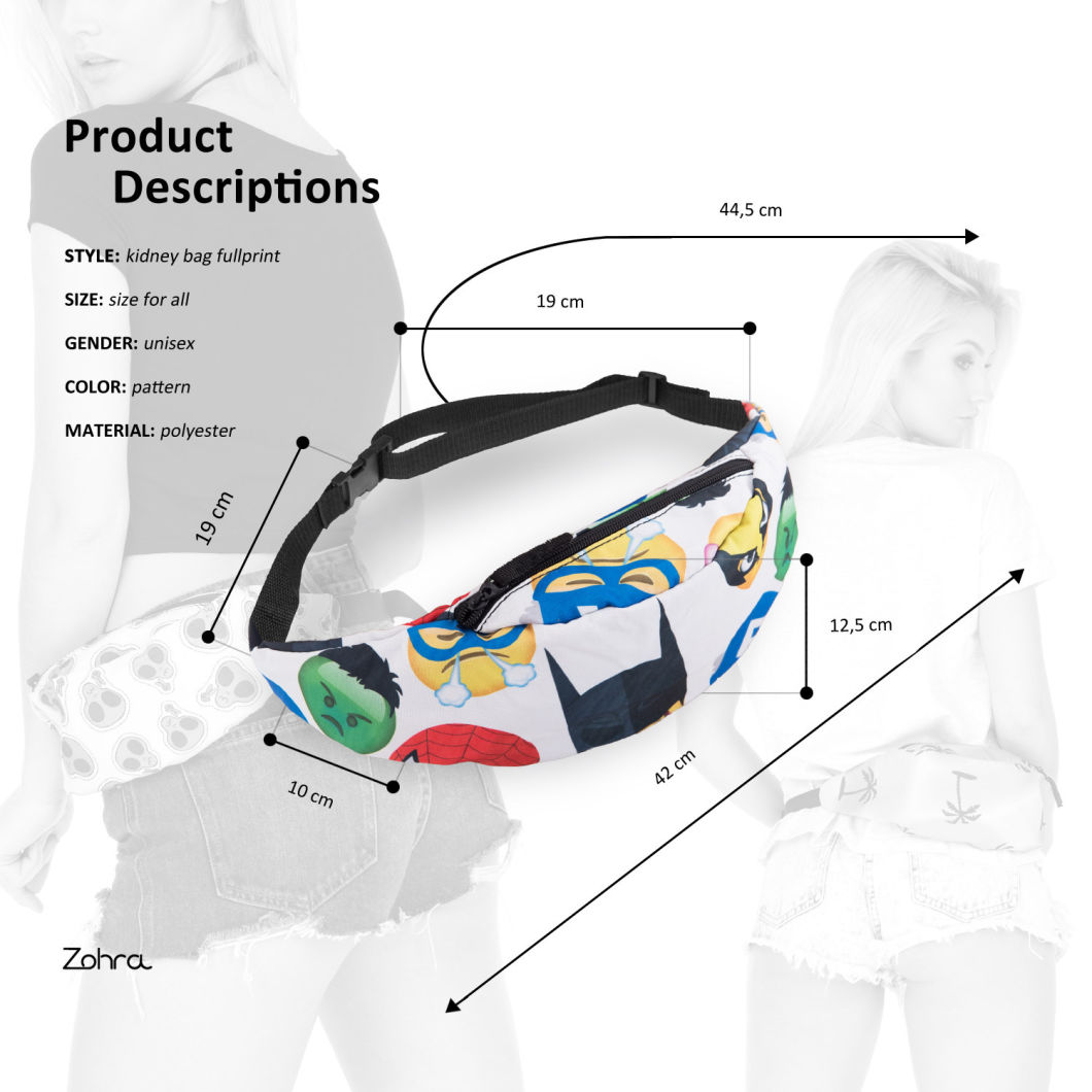 Superhero Print Waterproof Waist Bag Waist Bag Chest Shoulder Bag Mobile Phone Set with Adjustable Belt