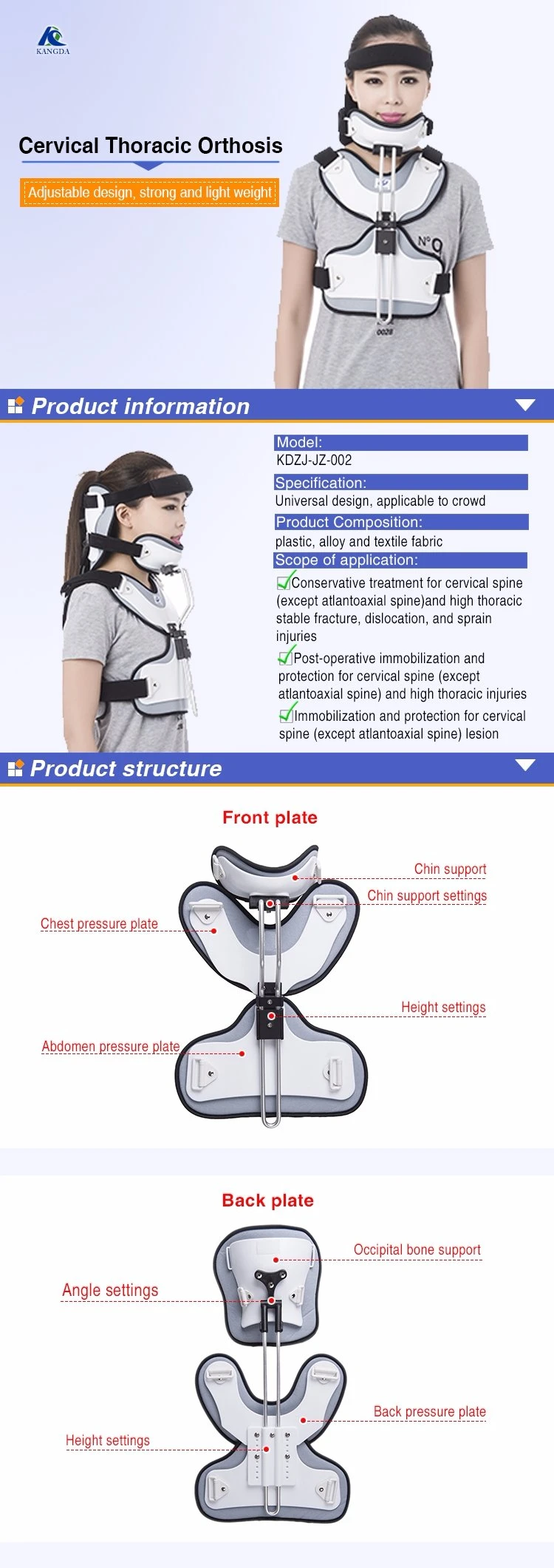 Postoperative Neck Head Chest Brace Orthopedic Brace Immobilization Support