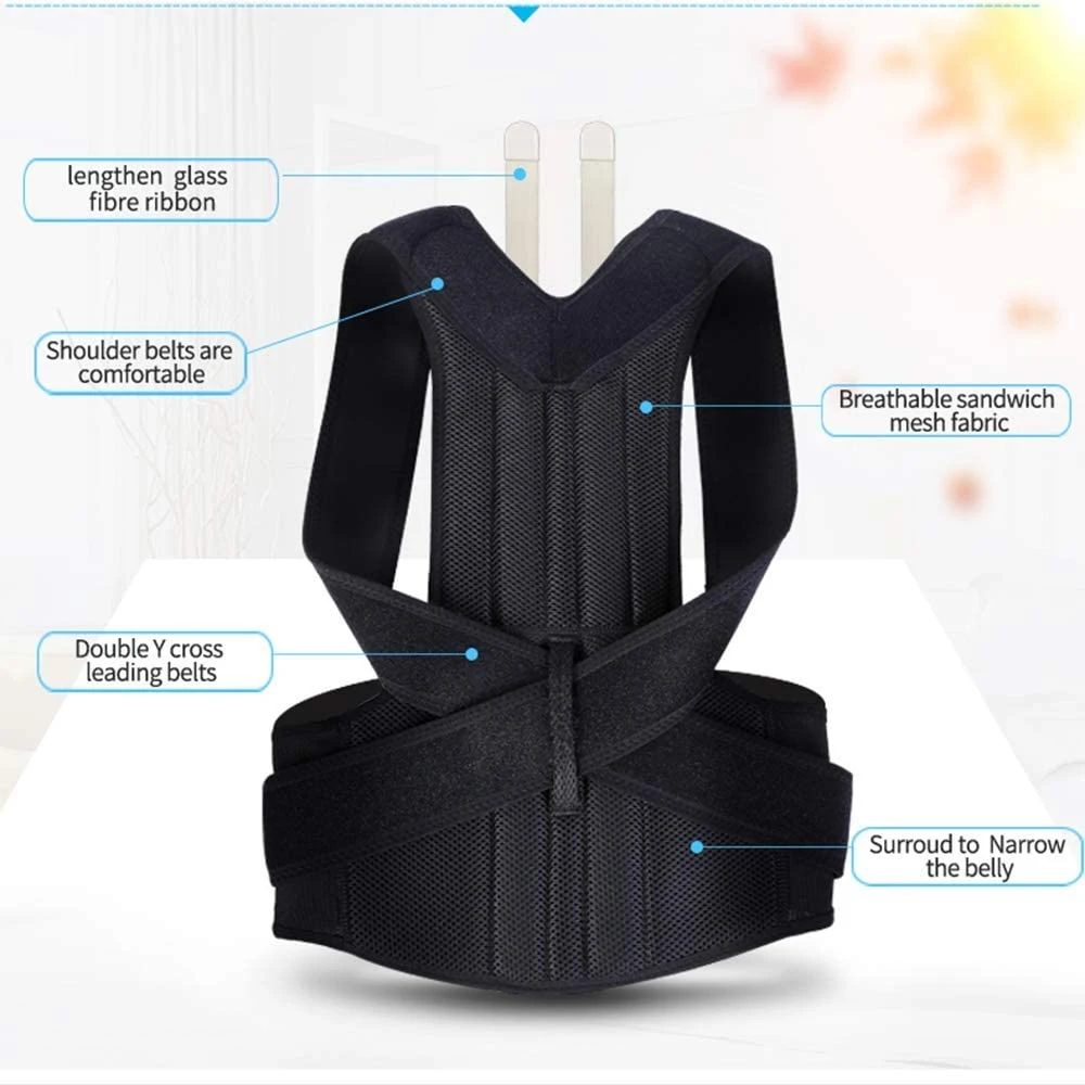 Unisex Adjustable Posture Corrector Back Support Shoulder Lumbar Brace Belt