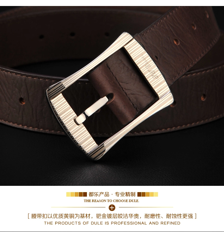 Square Brass Pin Buckle Belt Genuine Leather Belt Men Belt Fashion Casual Dress Leather Belt