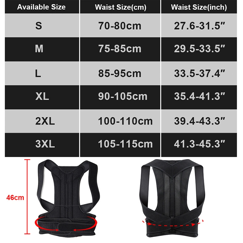 Unisex Adjustable Posture Corrector Back Support Shoulder Lumbar Brace Belt