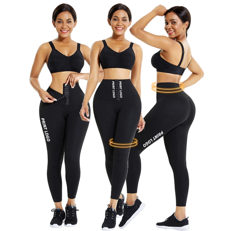Breathable Hooks Waist Trainer Corset High Waist Women Fitness Apparel Yoga Pants Gym Leggings