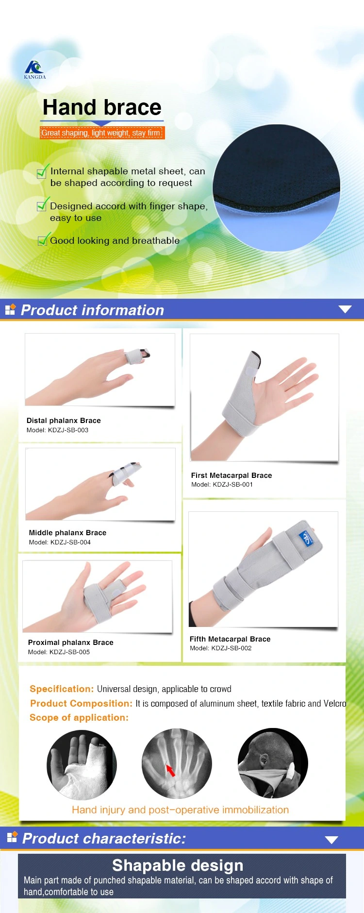 Manufacturing Fifth Metacarpal Brace Orthosis Brace Palm Hand Brace