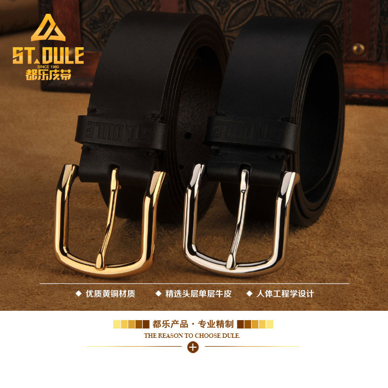 Fashion Belt Top Grain Genuine Cow Leather Belt Men Belts Pin Buckle Leather Belt