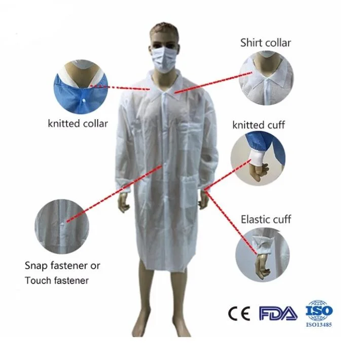 Individually Wrapped SMS/Non Woven Lab Coat Disposable