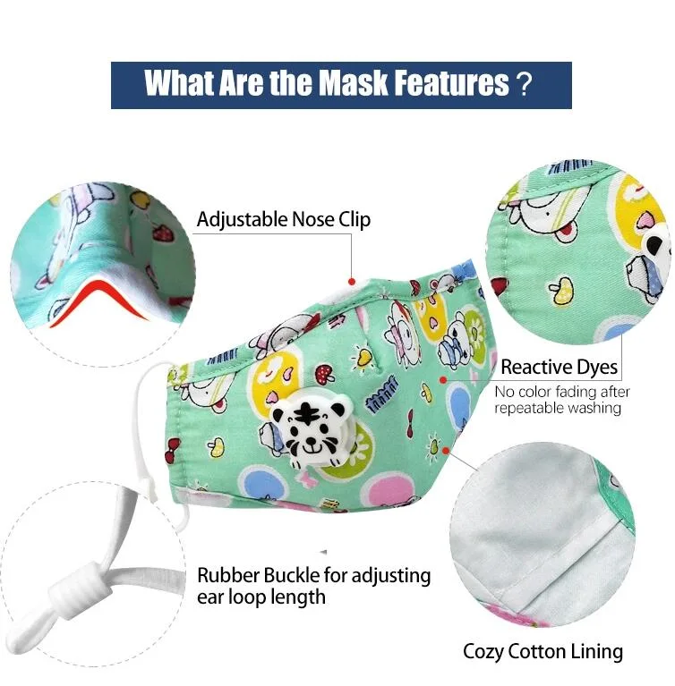 Pm2.5 Cartoon Kids Protection Baby Face Shield Cotton 5 Layers Children Face Mouth Masks