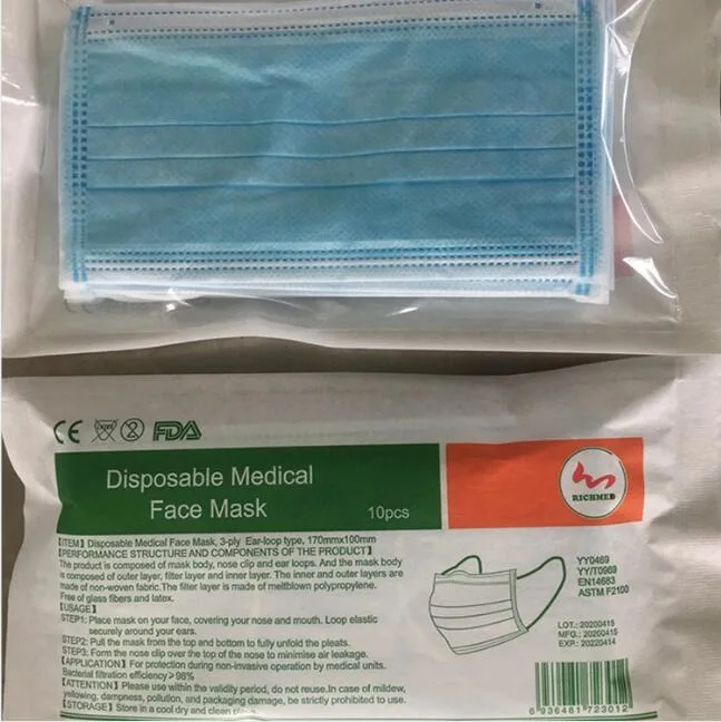 En14683 Disposable Non-Woven Surgical Face Mask for Hospital, for Coronavirus