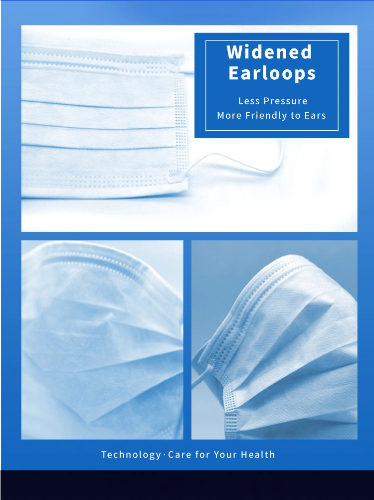 Disposable Face Mask Factory 3ply Non-Woven Face Masks with Earloop
