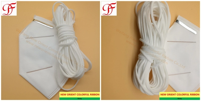 Factory 3mm 5mm Elastic Mask Rope Earloop for KN95/N95/Respirator/Face Mask/FFP2 Mask/3 Layers Disposable Mask/Medical Mask/Surgical Mask
