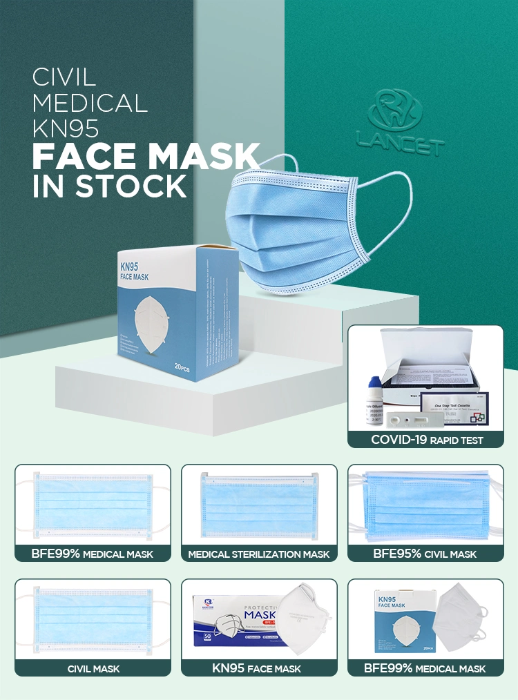 Lancet Disposable Bfe99 Meltblown Nonwoven Fabric 3ply Face Mask Elastic Earloop 3ply Mask
