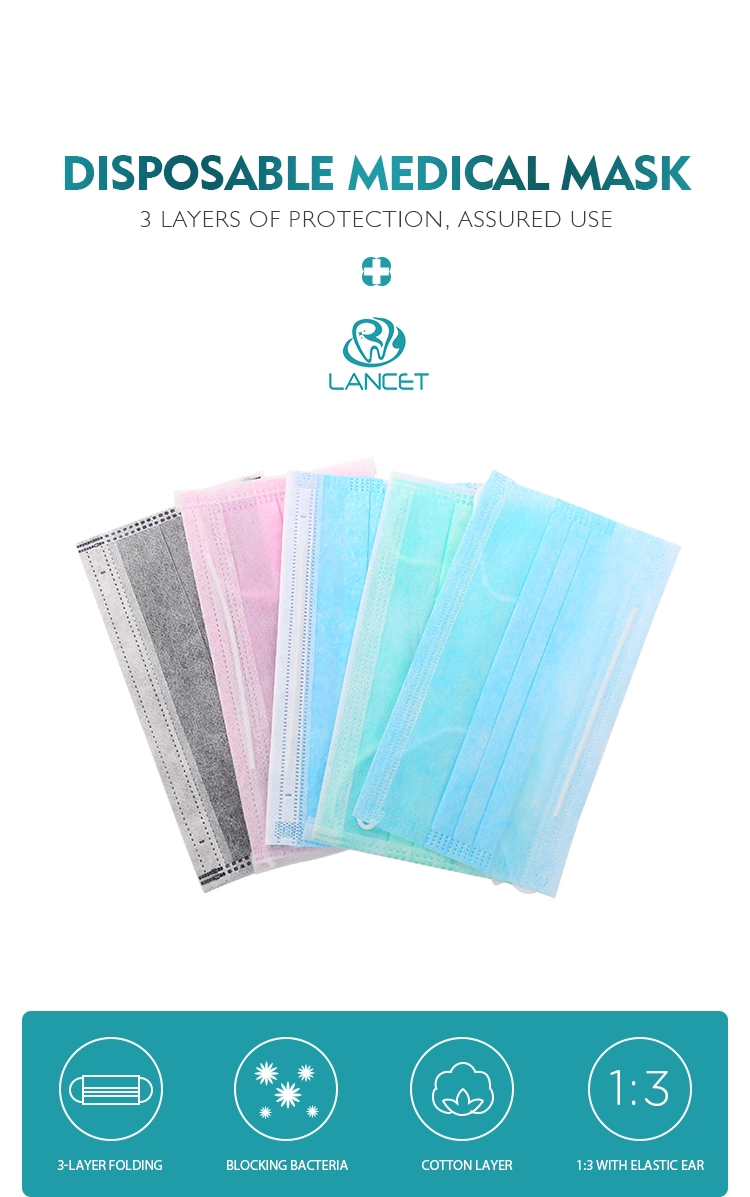 Lancet Disposable Bfe99 Meltblown Nonwoven Fabric 3ply Face Mask Elastic Earloop 3ply Mask