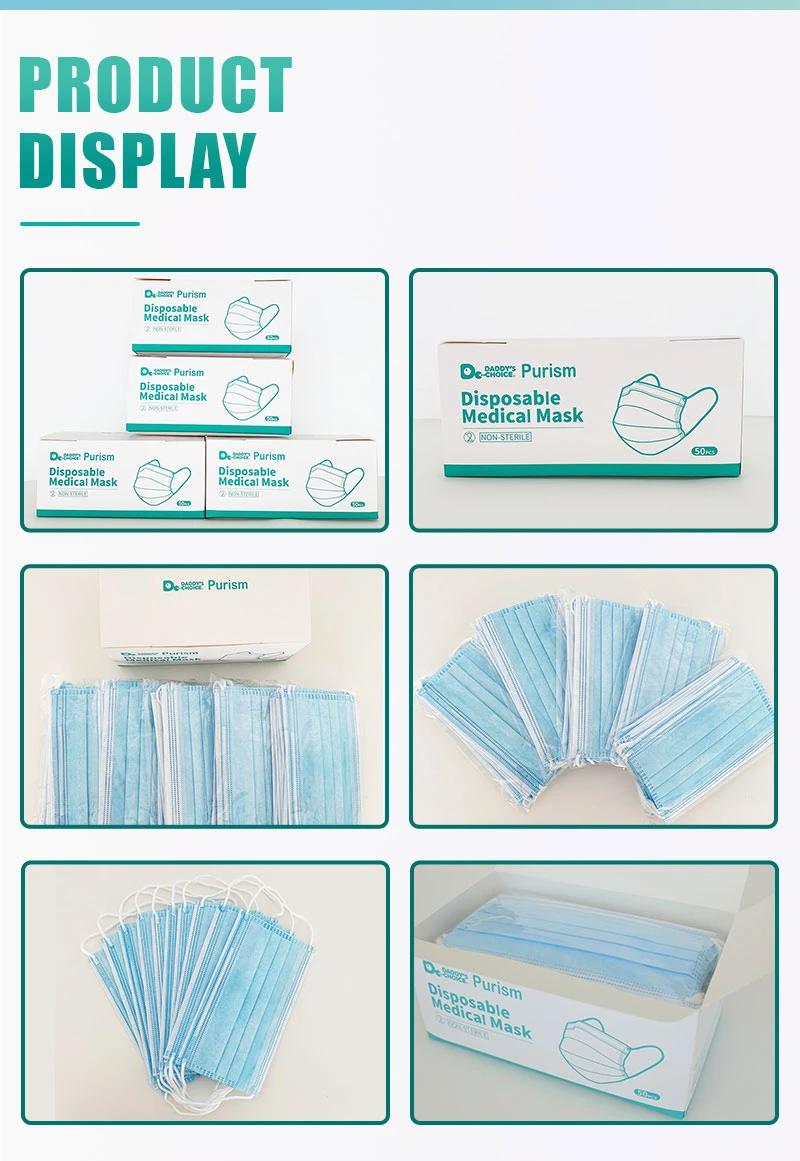 Disposable Face Mask Factory Supply 50 Pack Adult Non-Woven Medical Face Mask 3ply