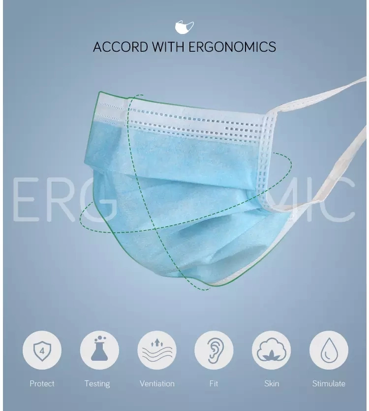 in Stock China Face Mask 3 Ply Tie on Doctor Nurse Disposable Medical Mask for Hospital