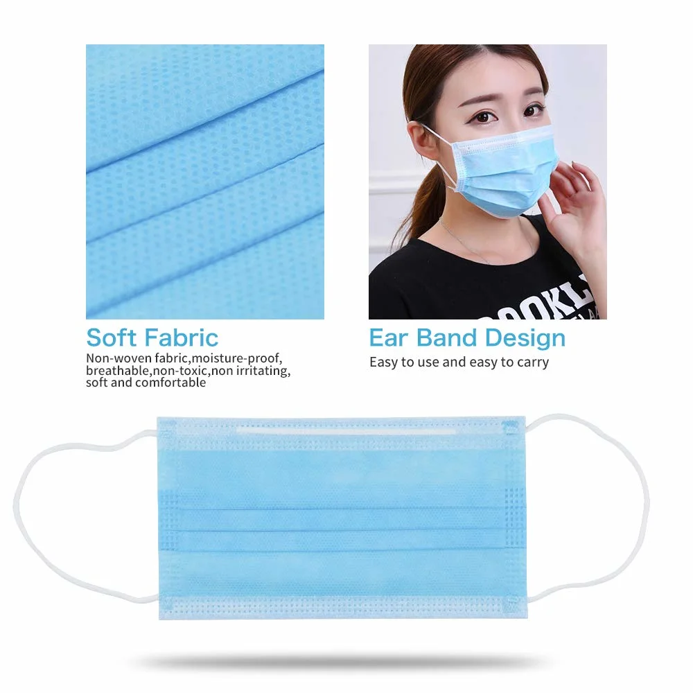 face mask factory 3ply high quality Non-irritating to skin face mask disposable face mask blue