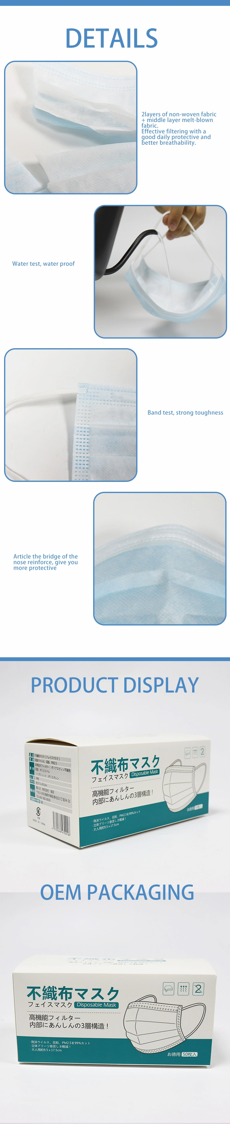 Factory Wholesale 3-Ply Non Woven Safety Reusable Smart Face Masks in Stock Disposable Protective Masks