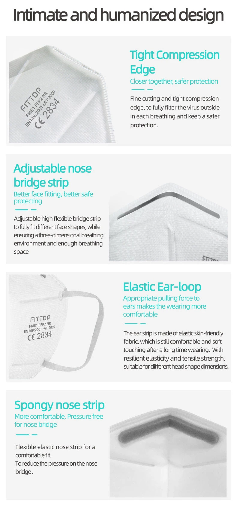 Manufacturer Disposable KN95 Face Mask Earloop with CE Certification Approved Fashion Face Mask