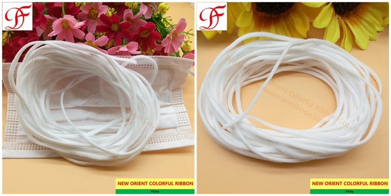 Factory 3mm 5mm Round Flat Medical Face Mask Elastic Rope Earloop KN95/N95/Respirator/Face Mask/FFP2 Mask/3 Layers Disposable Mask/Medical Mask/Surgical Mask